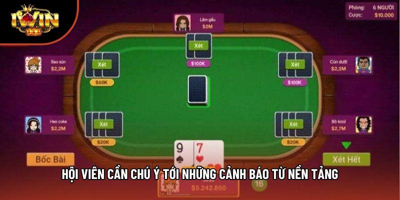 Hội viên cần chú ý tới những cảnh báo từ nền tảng